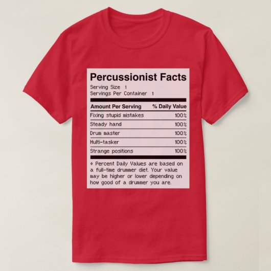 Percussionist Facts Funny Drums Drummer T-shirt (Design voorkant)