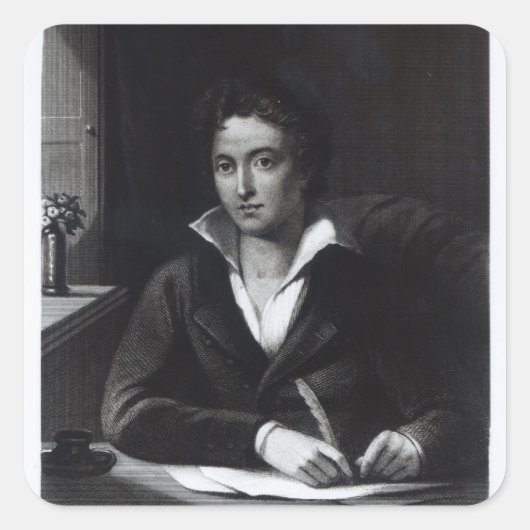 Percy Bysshe Shelley, gegraveerd door William Holl Vierkante Sticker (Voorkant)
