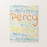 Percy Legpuzzel<br><div class="desc">Percy. Show en draag deze populaire, mooie mannelijke voornaam die is ontworpen als kleurrijke tekstwolk gemaakt van horizontale en verticale krommende typografie van handletters in verschillende maten en schattige verse kleuren. Draag je positieve amerikaanse naam of show de wereld waar je van houdt of waar je van houdt. Merk met...</div>