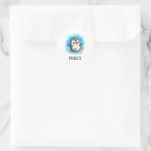 Percy Penguin Sticker – Mooie Dierennaamlabel (Tas)