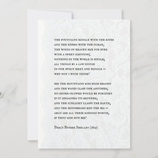 Percy - Romantic Poem Wedding Invitation Kaart (Voorkant)