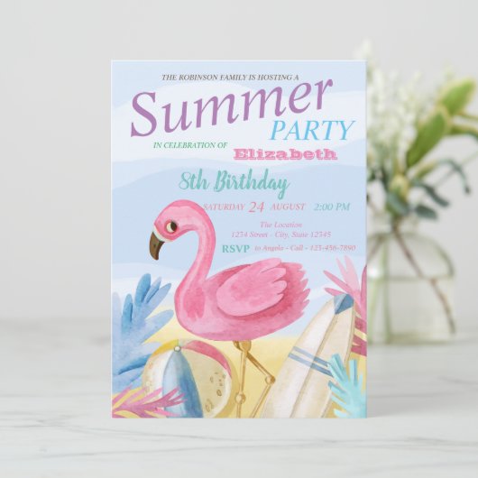 Perdag van de Partij van de Zandroze Flamingos Kaart (Staand voorkant)