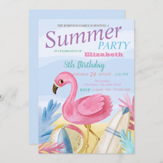 Perdag van de Partij van de Zandroze Flamingos Kaart (Voorkant / Achterkant)