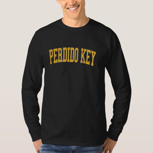  Perdido Key Distressed Gold Varsity Style T-shirt (Voorkant)