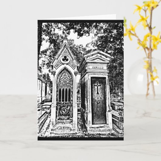 Pere Lachaise-B&W Kaart (Gele Bloem)