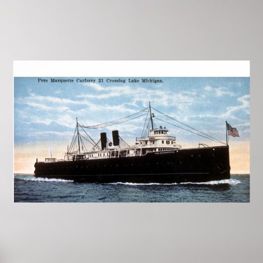 Pere Marquette Car Ferry 21 Crossing Lake Michigan Poster (Voorkant)