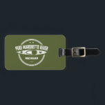 Pere Marquette Michigan Kayaking Bagagelabel<br><div class="desc">De Pere Marquette Wild en de Schilderachtig rivier stroomt westelijk van het meer van het graafschap Michigan,  door de gemeenschappen van Baldwin,  Branch,  Walhalla,  Custer,  Scottville en Ludington en stroomt uiteindelijk naar het meer van Michigan.</div>