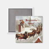 Père Noël avec traîneau et renne aimant décoratif Magneet (Voorkant / Achterkant)