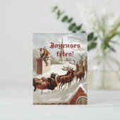 Père Noël avec traîneau et renne cartes postales Briefkaart (Staand voorkant)