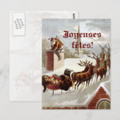 Père Noël avec traîneau et renne cartes postales Briefkaart (Voorkant / Achterkant)