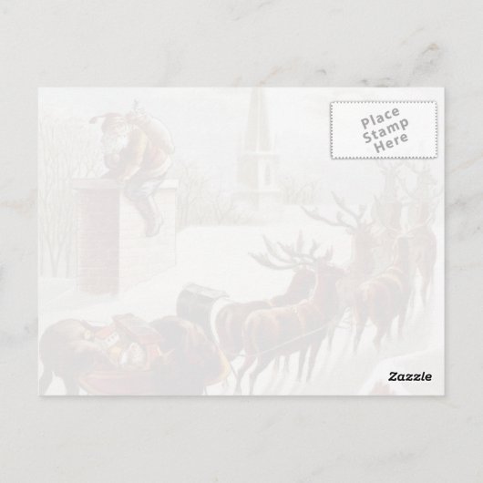 Père Noël avec traîneau et renne cartes postales Briefkaart (Achterkant)