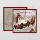 Père Noël avec traîneau et renne uitnodigingen (Voorkant / Achterkant)