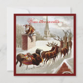 Père Noël avec traîneau et renne uitnodigingen (Voorkant)