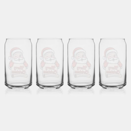 Père Noël Clin d'Œil 🎅 "Merry Christmas" Blikvorm Glas (Achterkant)