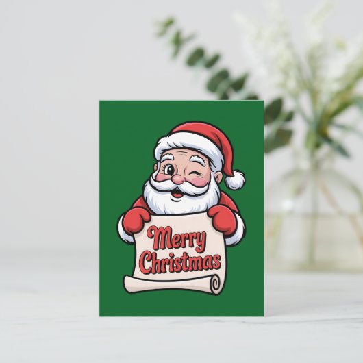 Père Noël Clin d'Œil 🎅 "Merry Christmas" Briefkaart (Staand voorkant)
