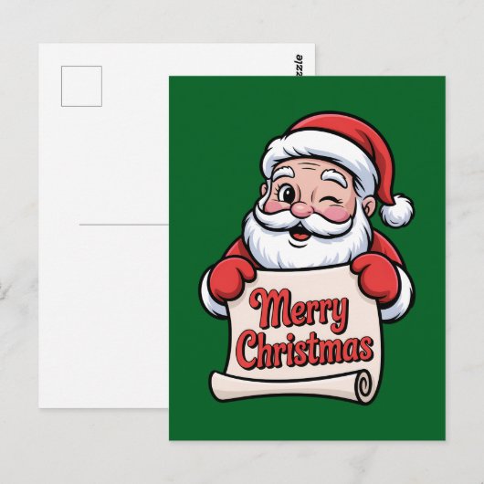 Père Noël Clin d'Œil 🎅 "Merry Christmas" Briefkaart (Voorkant / Achterkant)