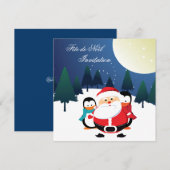 Père Noël et Manchot Fête de Noël uitnodiging (Voorkant / Achterkant)