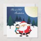 Père Noël et Manchot Fête de Noël uitnodiging (Voorkant)