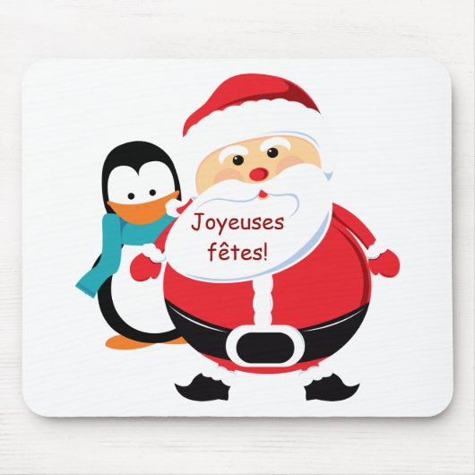 Père Noël et Manchot Santa Claus Tapis de souris Muismat (Voorkant)
