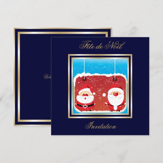 Père Noël Fête de Noël uitnodiging (Voorkant / Achterkant)