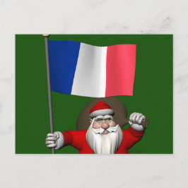 père noël met vlag van frankrijk briefkaart