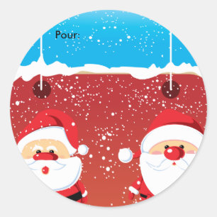 Père Noël Santa Claus Autocollants rondes Etiquett Ronde Sticker