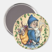 Pere Noel VADER KERSTMAGNET Ronde Magneet (Voorkant / Achterkant)