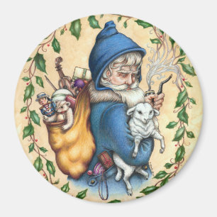 Pere Noel VADER KERSTMAGNET Ronde Magneet