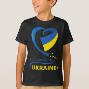 Perechyn Oekraïne Nationale Vlag Hart Embleem Cres T-shirt