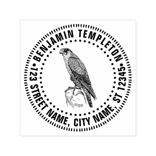 Peregrine Falcon Bird of Prey Naam Retouradres Zelfinktende Stempel (Design)