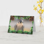 Peregrine Falcon Christmas Kaart (Gele Bloem)