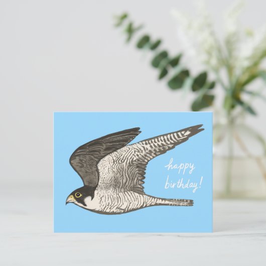 Peregrine Falcon Colored Pencil HAPPY BIRTHDAY Briefkaart (Staand voorkant)
