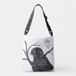 Peregrine Falcon in boomtakken met handschrift Crossbody Tas