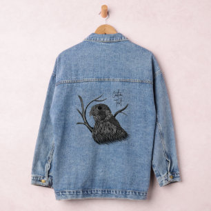 Peregrine Falcon in boomtakken met handschrift Denim Jacket
