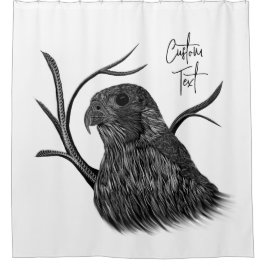 Peregrine Falcon in boomtakken met handschrift Douchegordijn