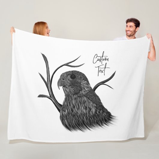 Peregrine Falcon in boomtakken met handschrift Fleece Deken (In situ)