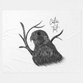 Peregrine Falcon in boomtakken met handschrift Fleece Deken (Voorkant (Horizontaal))