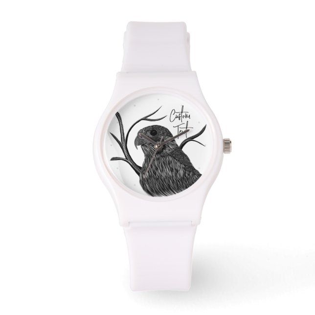 Peregrine Falcon in boomtakken met handschrift Horloge (Voorkant)