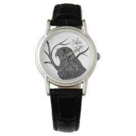 Peregrine Falcon in boomtakken met handschrift Horloge