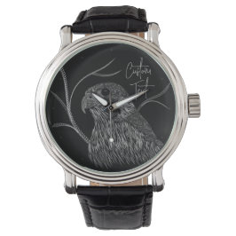 Peregrine Falcon in boomtakken met handschrift Horloge