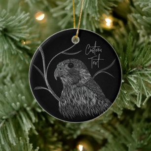 Peregrine Falcon in boomtakken met handschrift Keramisch Ornament
