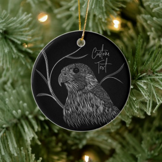 Peregrine Falcon in boomtakken met handschrift Keramisch Ornament (Boom)