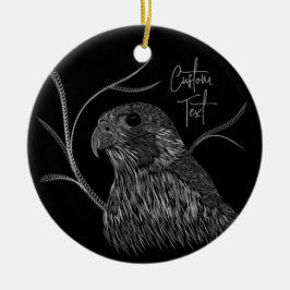 Peregrine Falcon in boomtakken met handschrift Keramisch Ornament