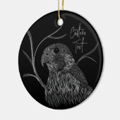 Peregrine Falcon in boomtakken met handschrift Keramisch Ornament (Links)