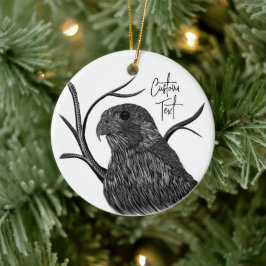 Peregrine Falcon in boomtakken met handschrift Keramisch Ornament