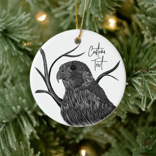 Peregrine Falcon in boomtakken met handschrift Keramisch Ornament (Boom)