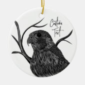 Peregrine Falcon in boomtakken met handschrift Keramisch Ornament (Voorkant)