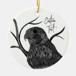 Peregrine Falcon in boomtakken met handschrift Keramisch Ornament