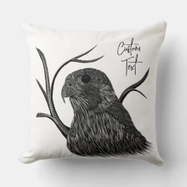 Peregrine Falcon in boomtakken met handschrift Kussen