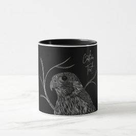 Peregrine Falcon in boomtakken met handschrift Mok